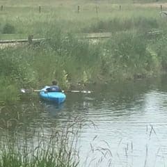 kayaking in pond