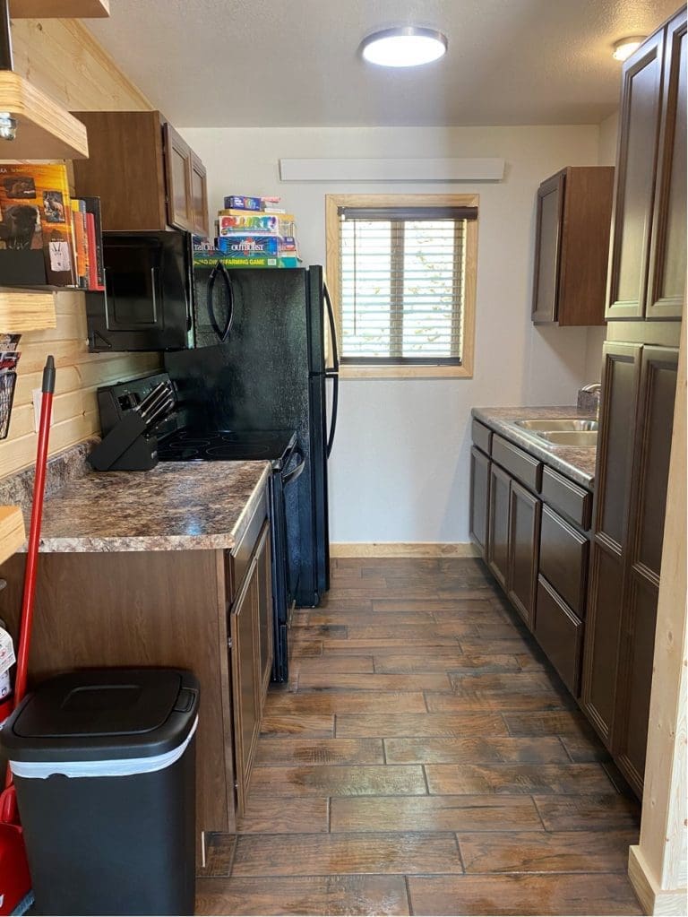 View of the kitchen in 400sq FT deluxe cabin