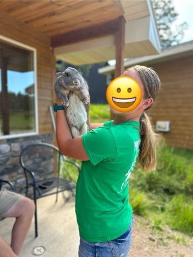 Holding a bunny